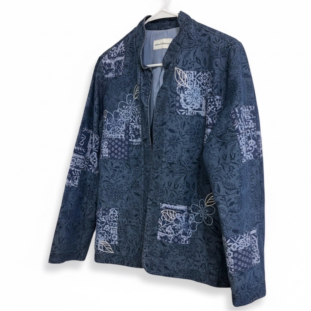 Alfred Dunner Blue Patchwork Embroidered Jacket W… - image 3